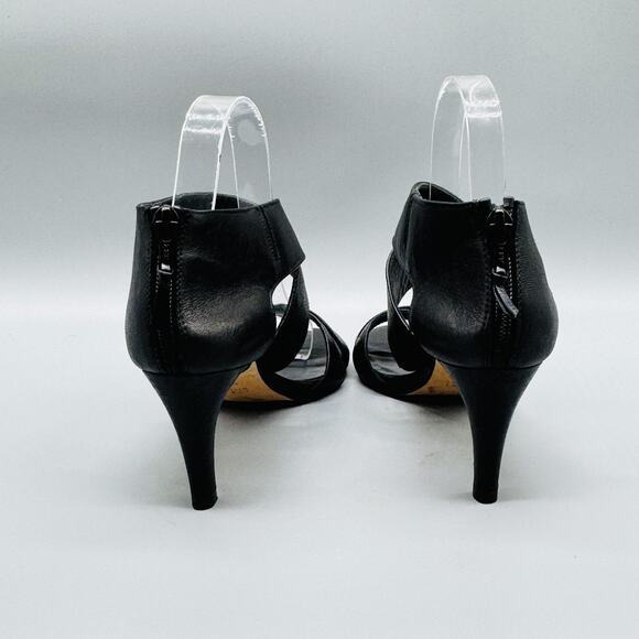 Stuart Weitzman Shoes Womens 6.5 Black Leather Ankle Strappy Zip High Heels - Picture 8 of 13